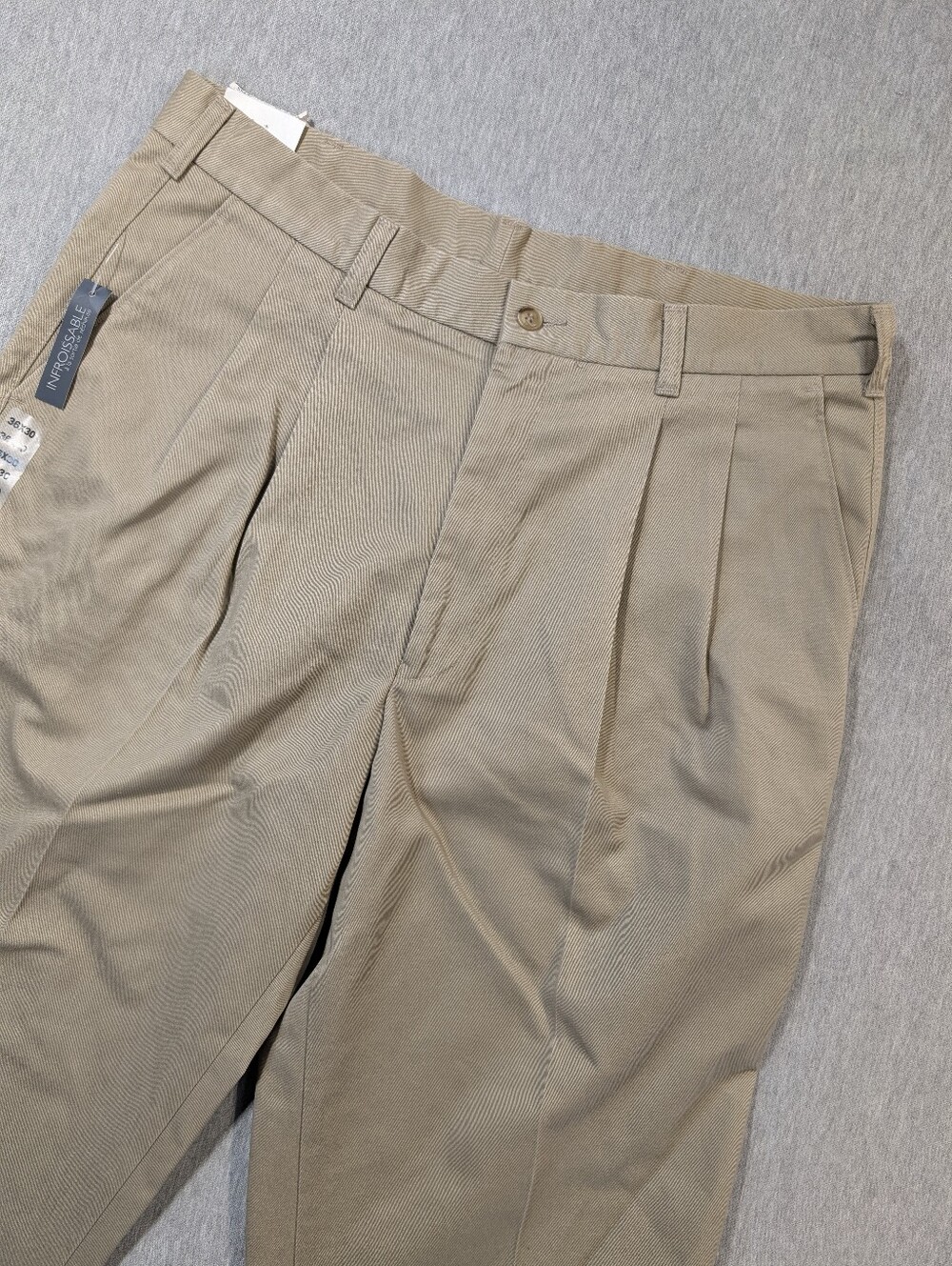 Mantles Pleated Cuff Pants Men's 36 X 30 Khaki Wrinkle Free NWT